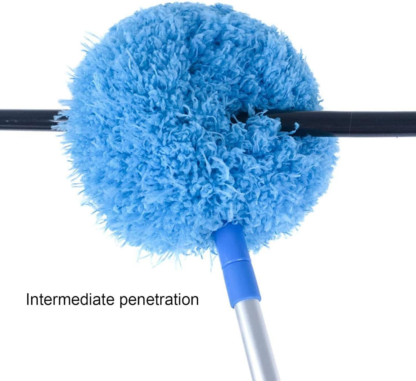 Ceiling Fan Cleaner Duster,Extra Long Dusters with Extension Pole 47 inch for Cleaning, Circle Shape Microfiber Reusable Duster & Flexible Brush, Ceiling Fan Duster for High Ceilings, Furniture (Blue)