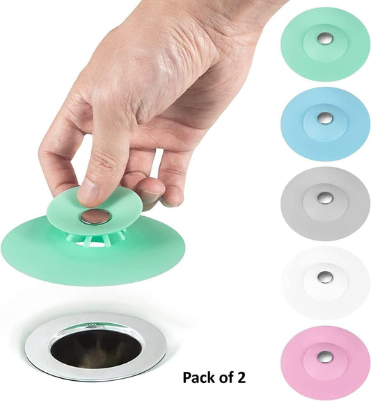 2-in-1 Home Bathroom Kitchen Silicone Stopper (Pack of 2)