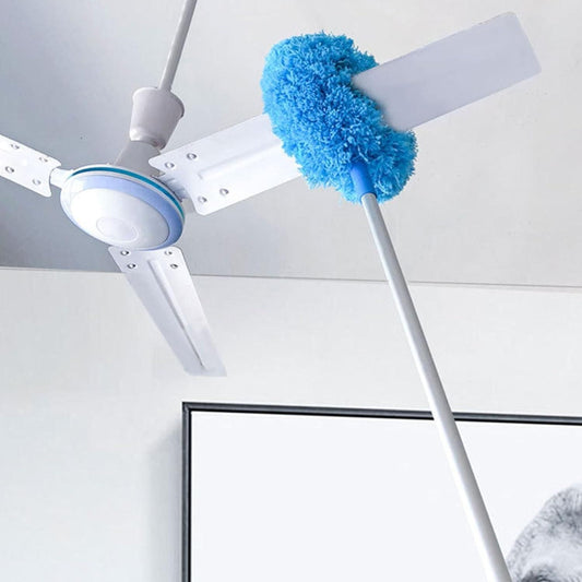 Ceiling Fan Cleaner Duster,Extra Long Dusters with Extension Pole 47 inch for Cleaning, Circle Shape Microfiber Reusable Duster & Flexible Brush, Ceiling Fan Duster for High Ceilings, Furniture (Blue)